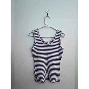 EUC Northern Reflections Blue & White Striped Tank Top - Size Small
